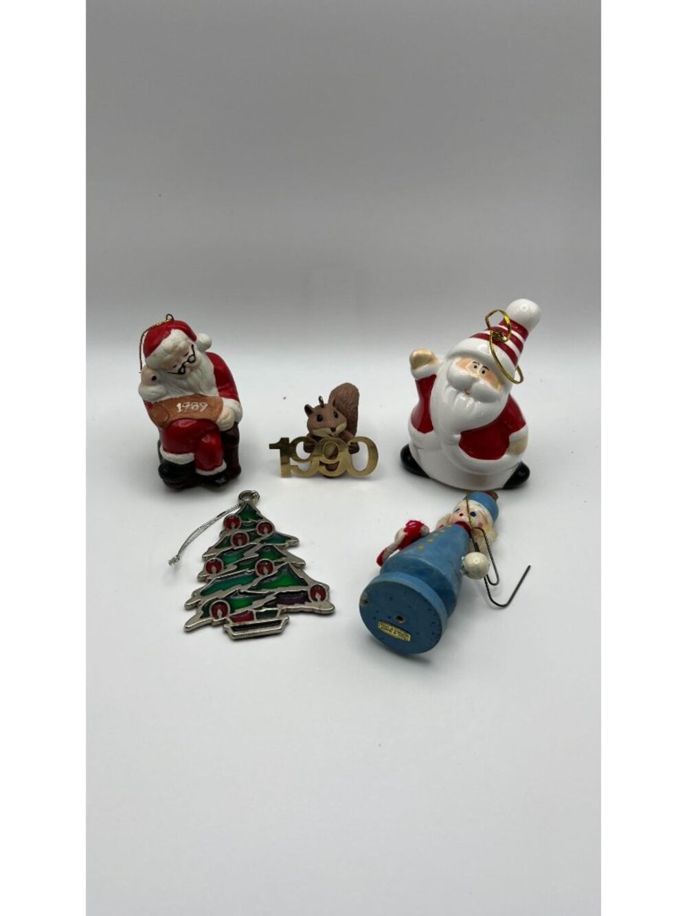 Vintage Christmas Ornaments Collection: Santa Tree & Squirrel Keepsakes